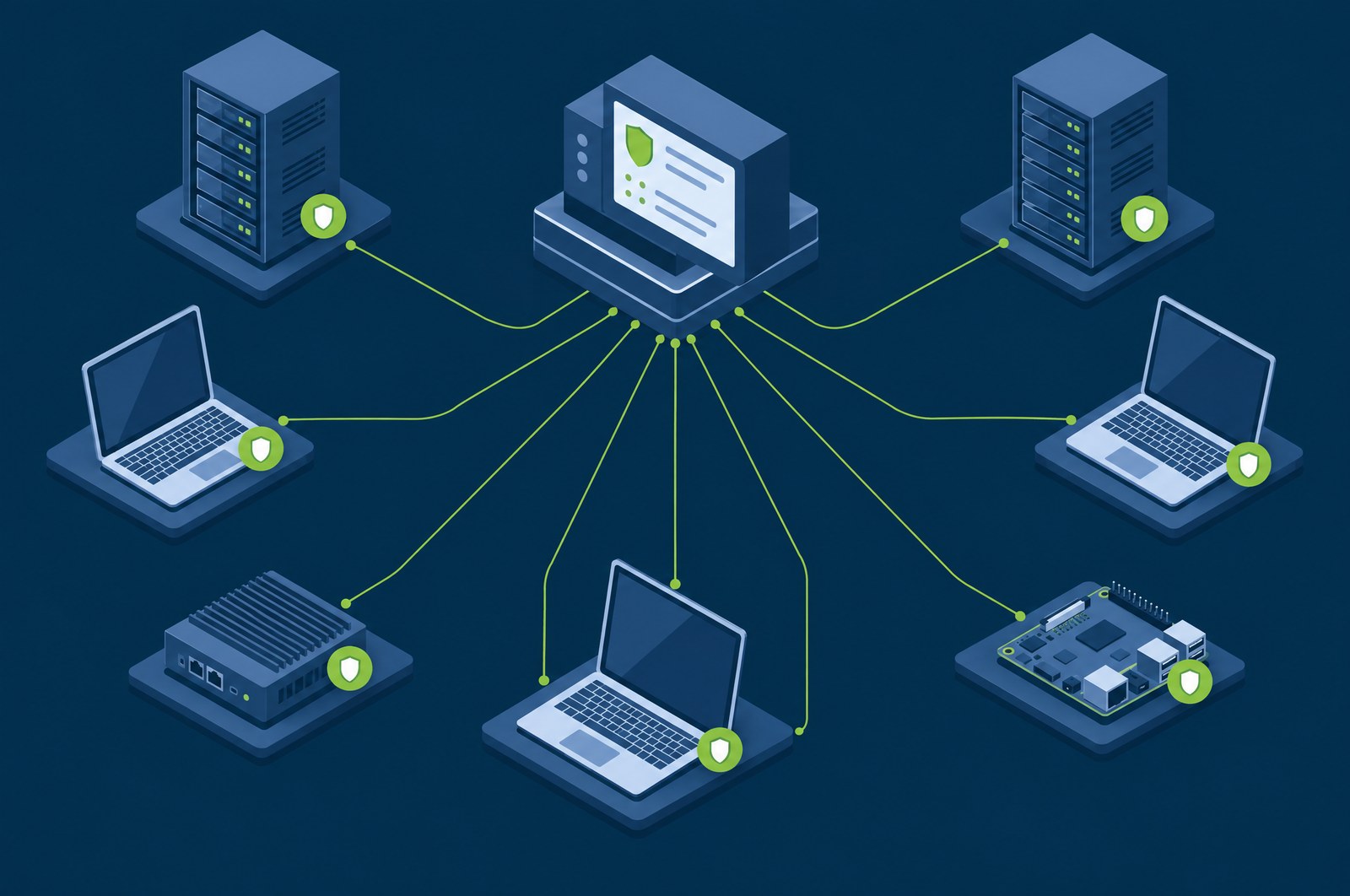 Lightweight endpoint agents running on Linux, Windows and ARM64 systems, reporting telemetry upward and receiving response actions back