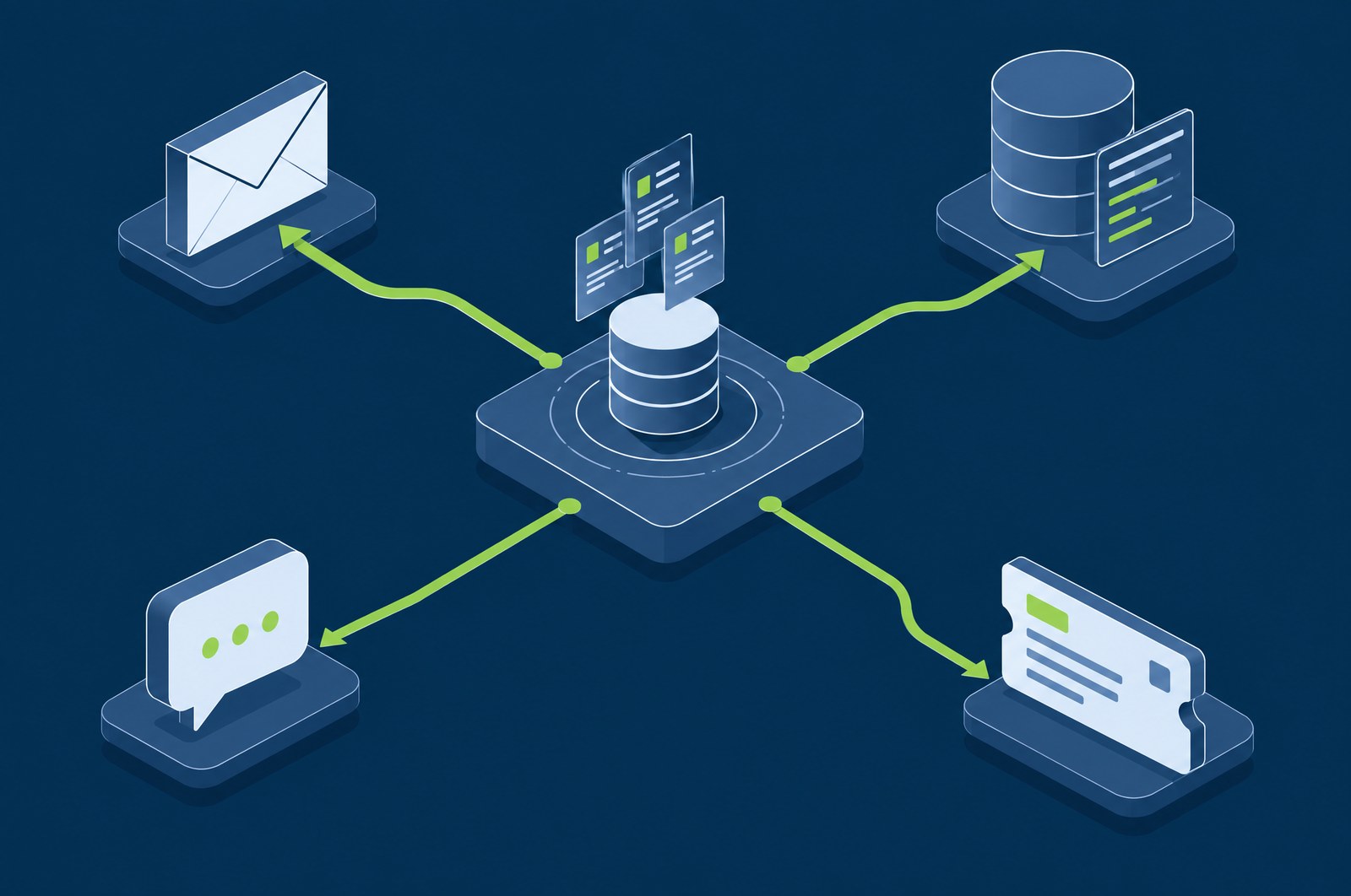 Findings from the platform being forwarded outward to email, Splunk, syslog, chat webhooks and a ticketing system, alongside scheduled PDF reports
